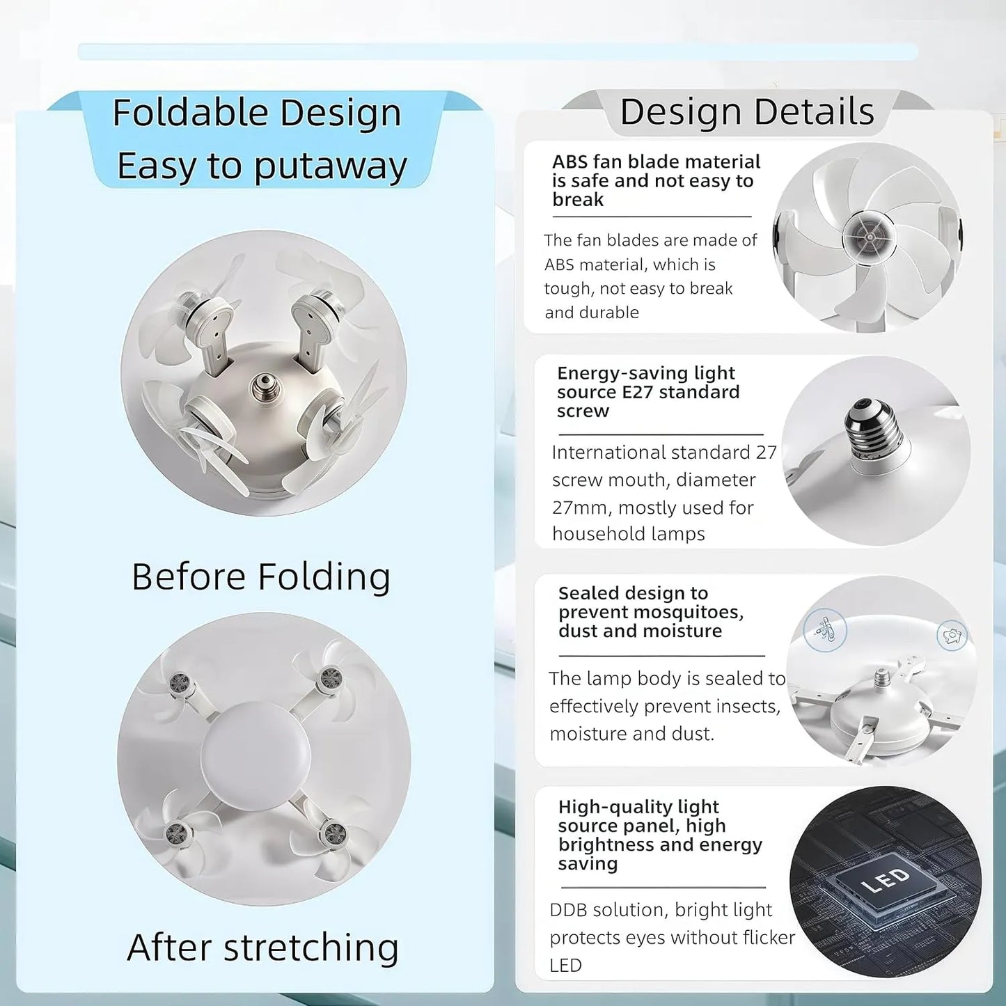 Moderna stropna lampa s ventilatorom i E27 navojem (model 2026) - tihi 2-u-1 LED ventilator s daljinskim upravljačem-HR