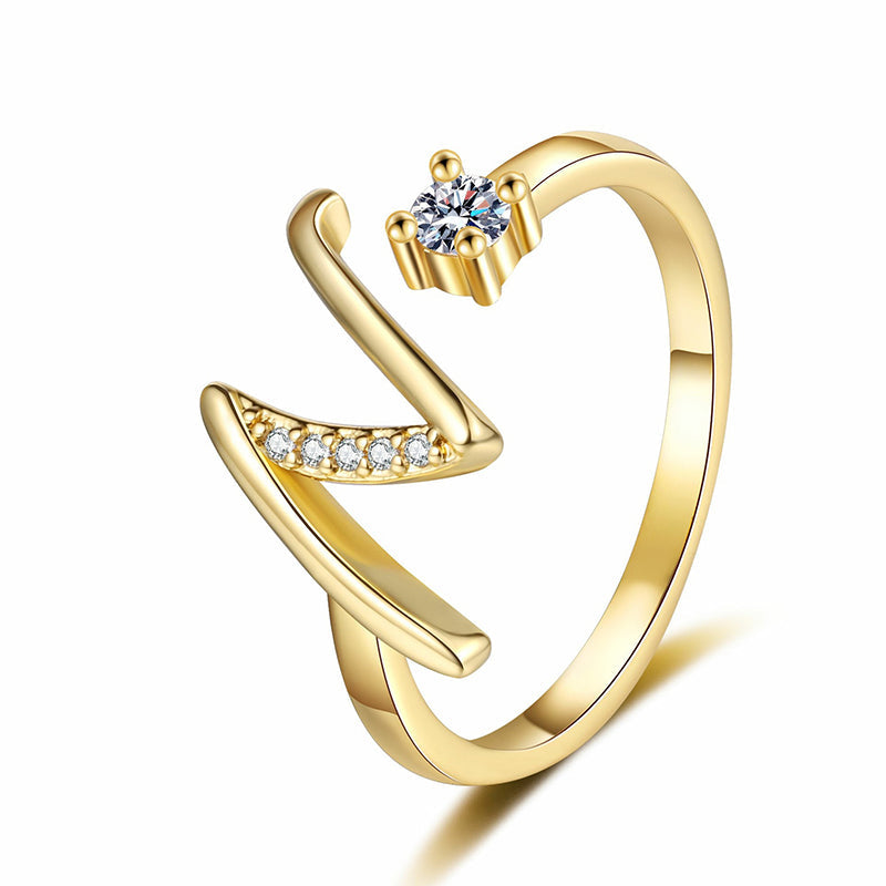 ⏳50% de descuento por tiempo limitado⏰Anillo ajustable con inicial brillante para mujer💍-ES