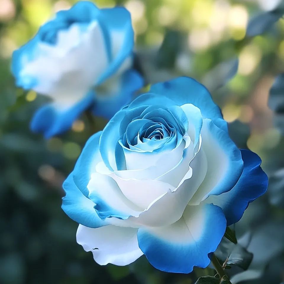 Rzadka róża Blue Moon 🌌 i wielokolorowa róża koronkowa 🌈🌹
