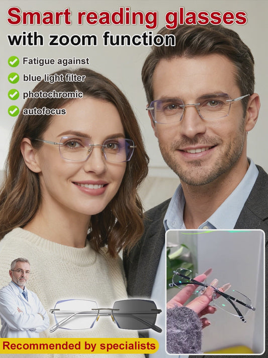 【Dizainerių bendrai sukurti】„Gypsophila“ išmanieji „Zoom“ spalvą keičiantys skaitymo akiniai-LT