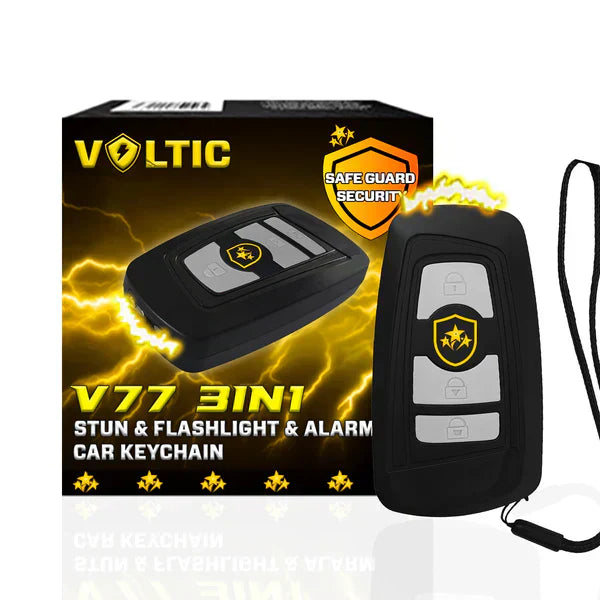 🔥 Ostrzeżenie dotyczące bezpieczeństwa na rok 2025⚡️ VOLTIC V77 3 w 1 – paralizator, latarka i alarm w breloku samochodowym