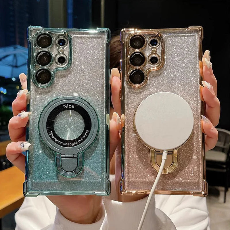 Magnetyczne gradientowe etui na telefony komórkowe z brokatem magnetycznym do Samsung S22/23/24