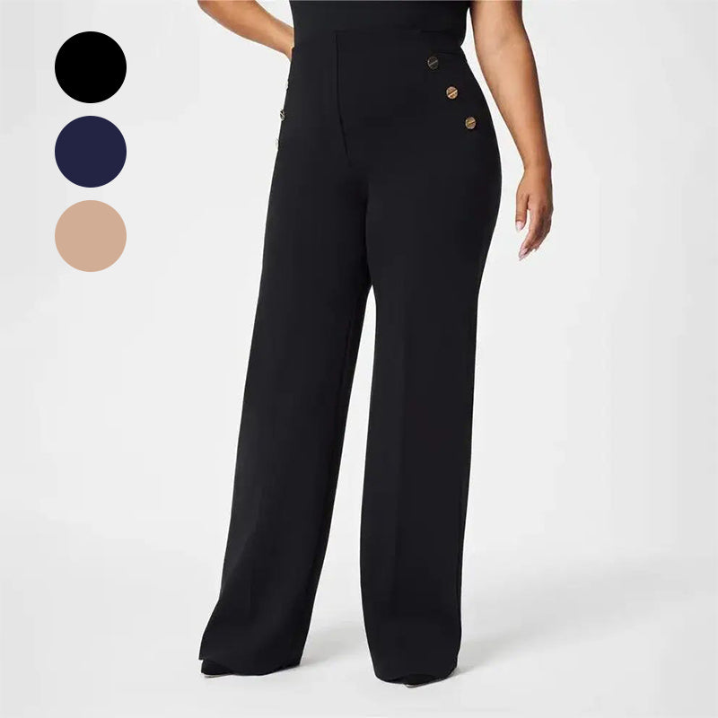 🔥 Damskie spodnie Plus Size z wysokim stanem i szerokimi nogawkami-TAB