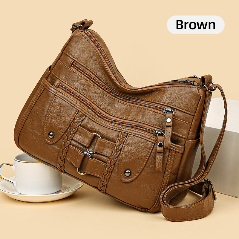 Γυναικεία τσάντα vintage από μαλακό δέρμα PU-GR