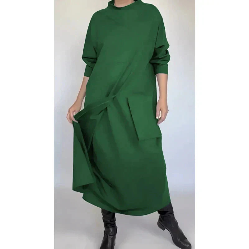 Ακανόνιστο χαλαρό casual patchwork maxi φόρεμα-GR