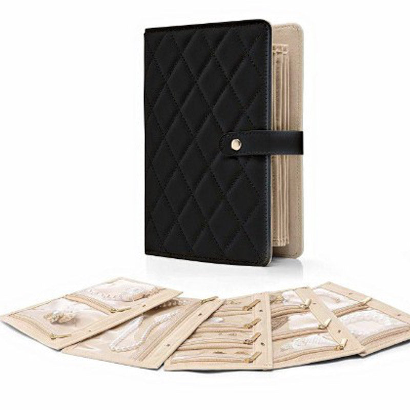 Елегантна преносима чанта за съхранение на бижута с кариран мотив