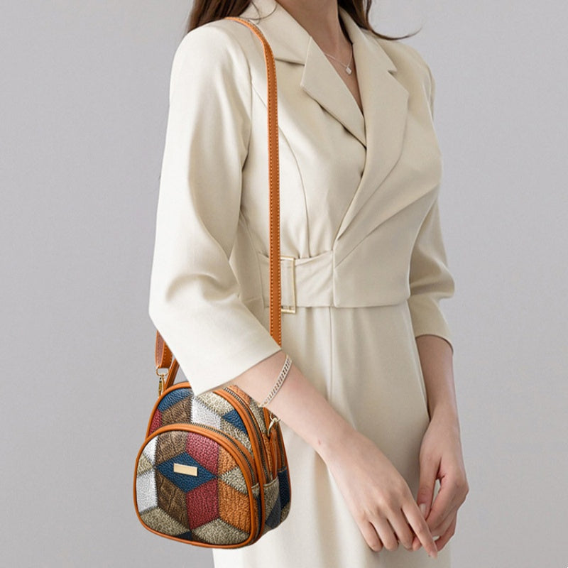 Damska torba crossbody w geometryczny wzór w stylu vintage