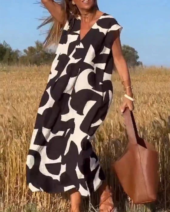 💕Αμάνικο φόρεμα με λαιμόκοψη σε V-GR