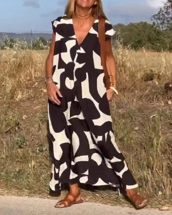 💕Αμάνικο φόρεμα με λαιμόκοψη σε V-GR