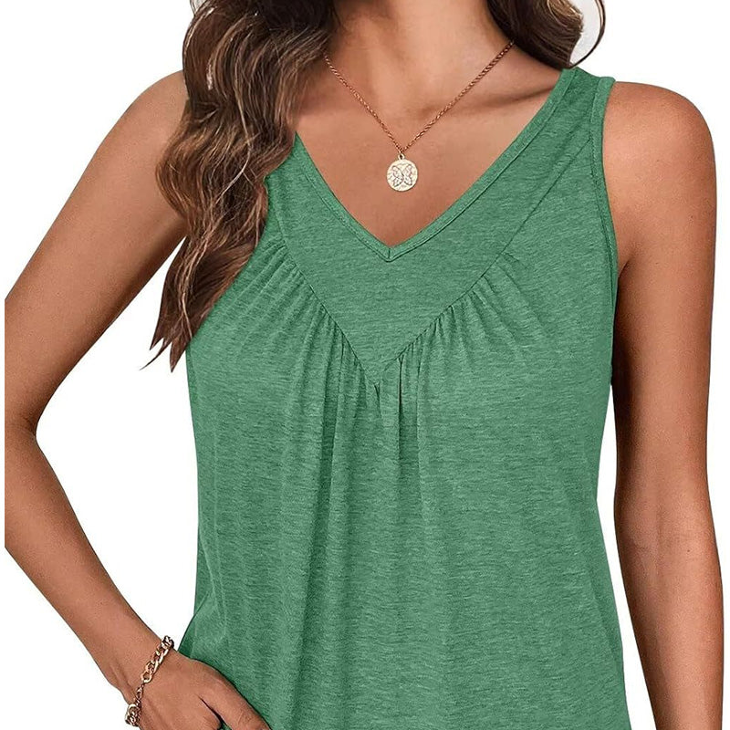 👚Camiseta sin mangas con cuello en V para mujer-ES