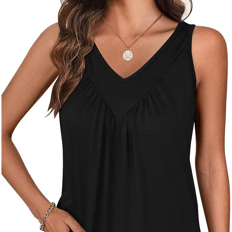 👚Camiseta sin mangas con cuello en V para mujer-ES