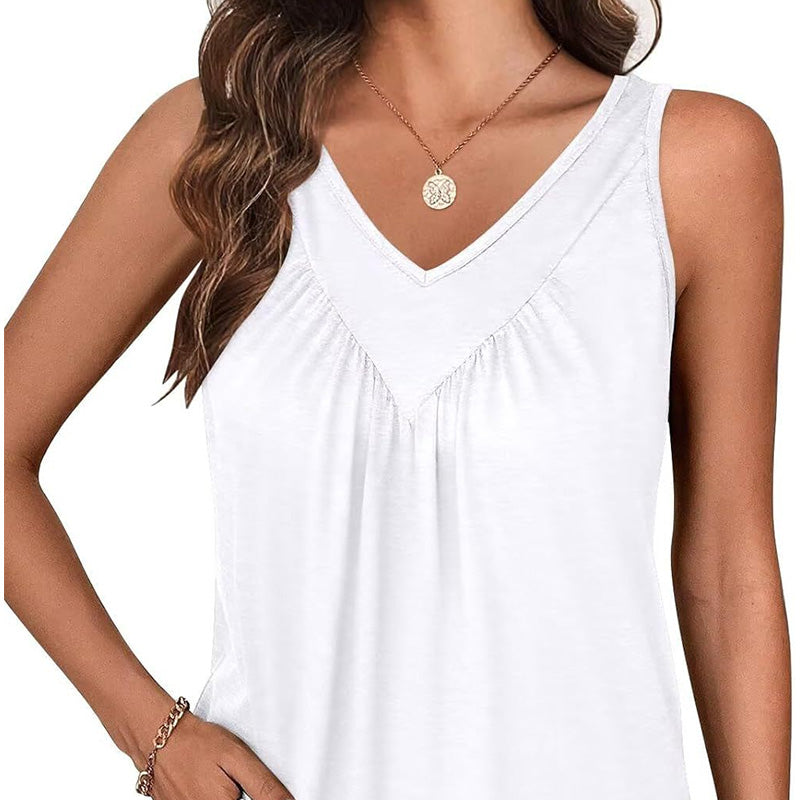 👚Camiseta sin mangas con cuello en V para mujer-ES