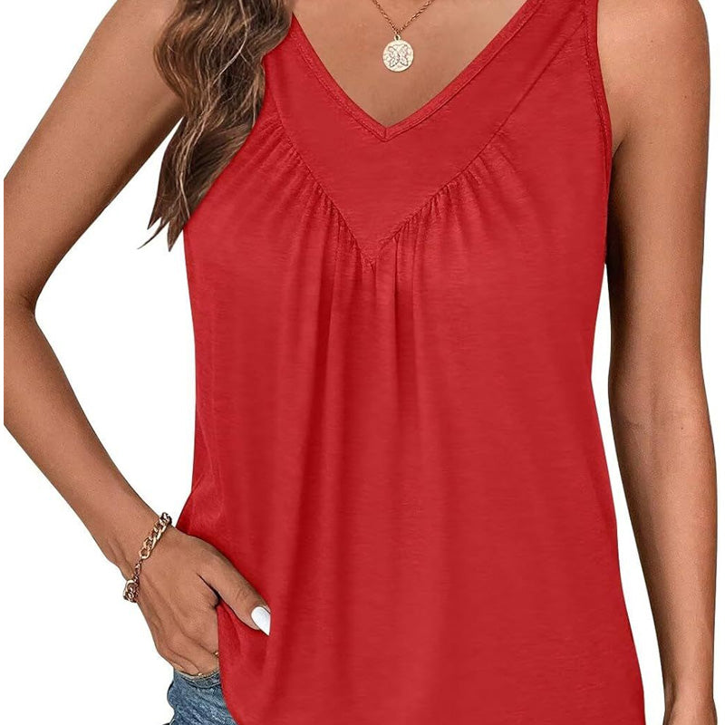 👚Camiseta sin mangas con cuello en V para mujer-ES