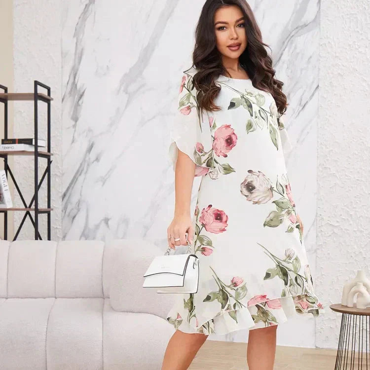 HOT 50% 👗 Sukienka z szyfonu Blush Petal Glow
