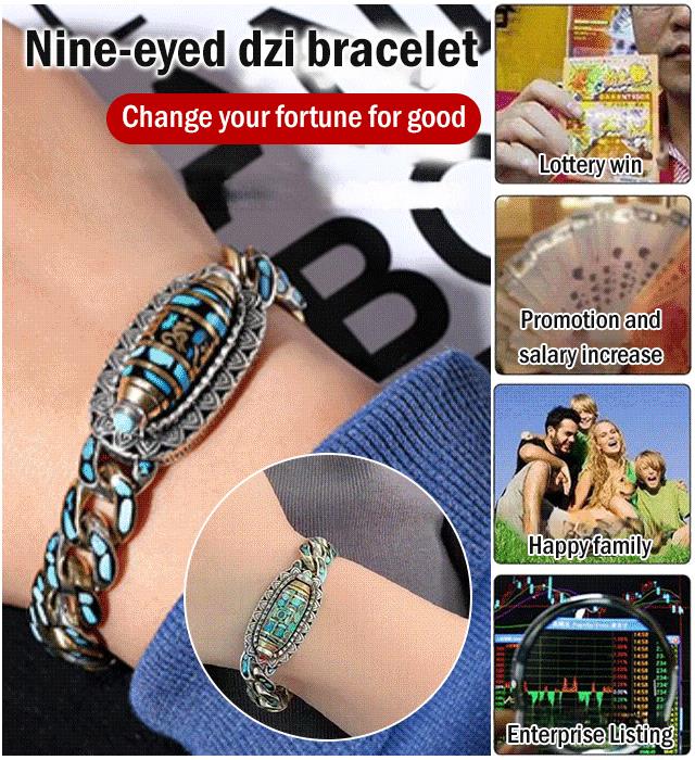 Turkusowa bransoletka z koralików Dzi z sześcioznakową mantrą i dziewięcioma oczami