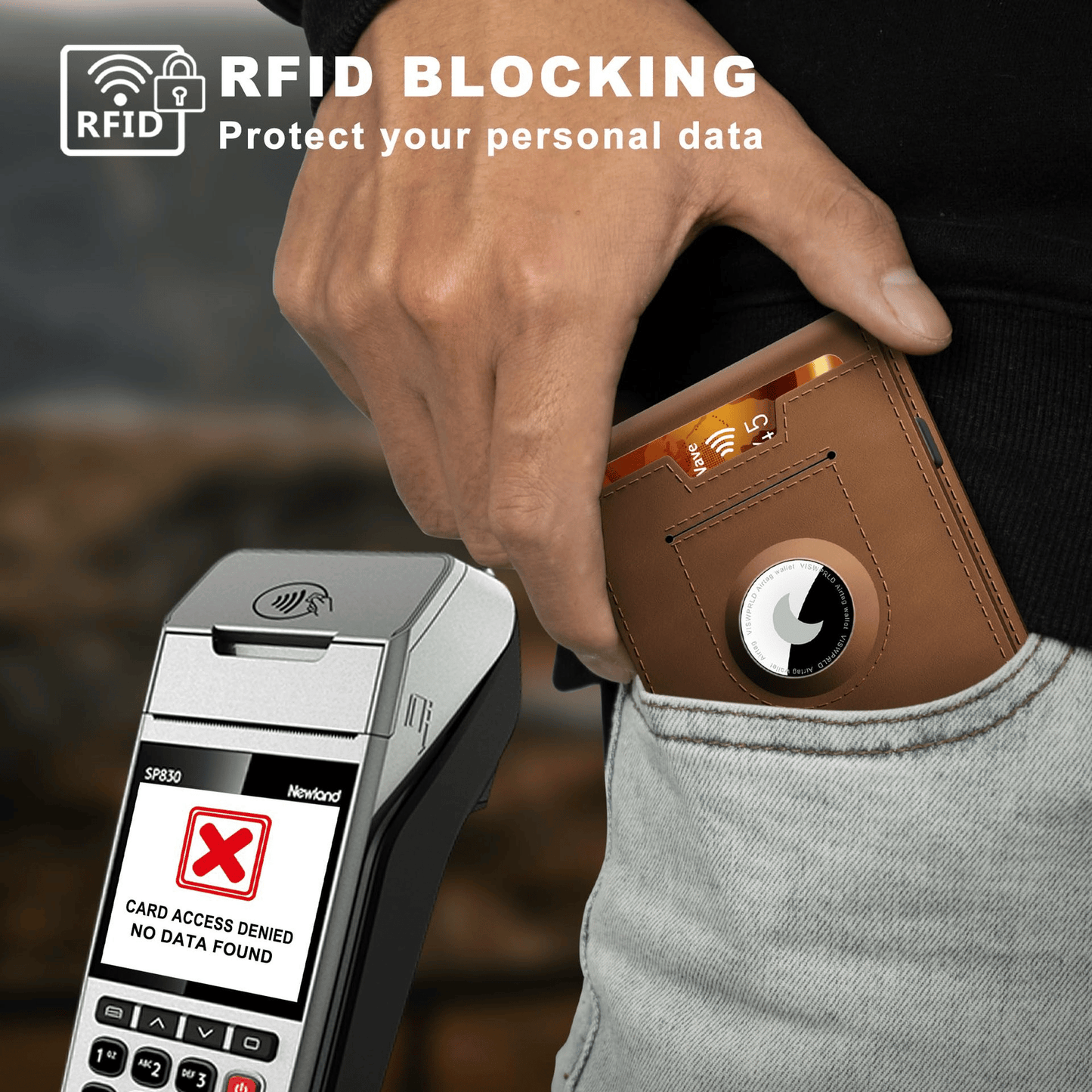 🎁Портфейл AirTag за мъже – алуминиев калъф с капаче, щипка за пари, тънки кожени отделения, държач за кредитни карти, RFID блокиране, минималистичен двуслоен портфейл