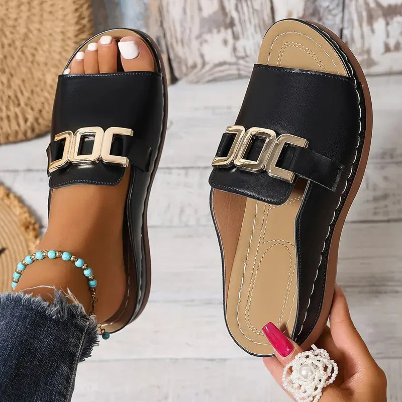 【EU 36-45】👡Sandalias sencillas con hebilla de metal-ES
