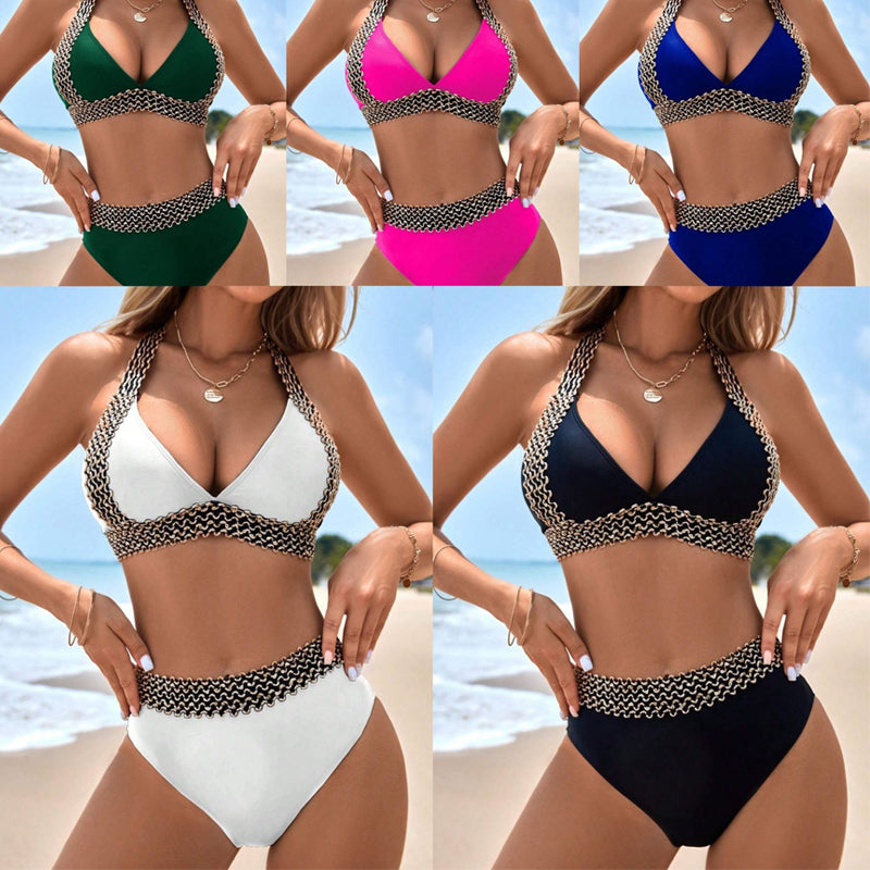 👙 Moteriškas dviejų dalių maudymosi kostiumėlis su raukiniais-LT