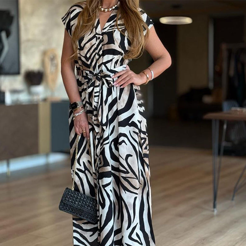 ✨ Stilingos ilgos suknelės su zebro raštu moterims👗-LT