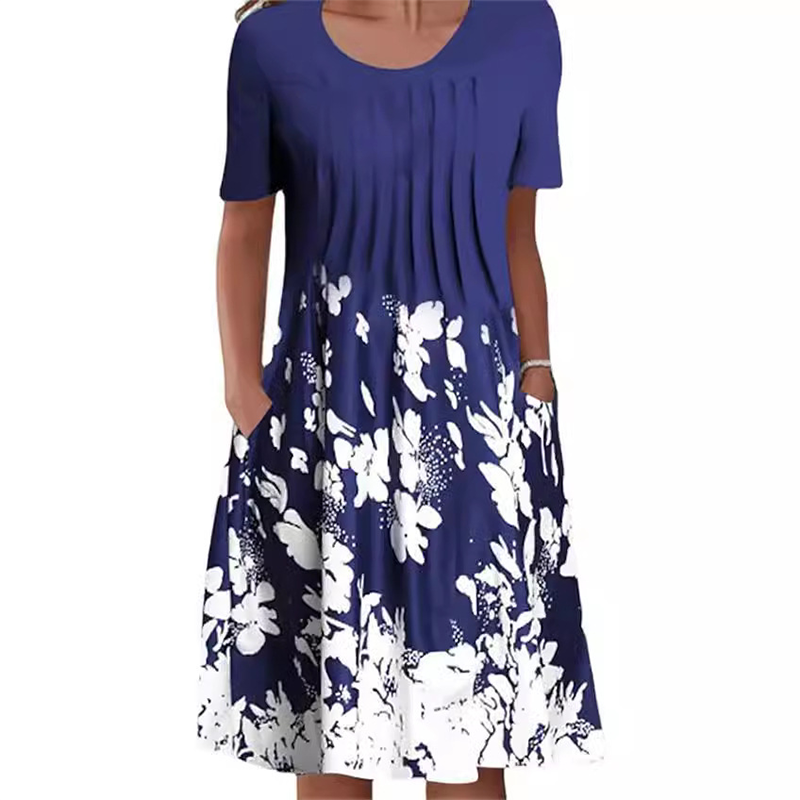 【S-3XL】👗Vestido floral con escote redondo-ES