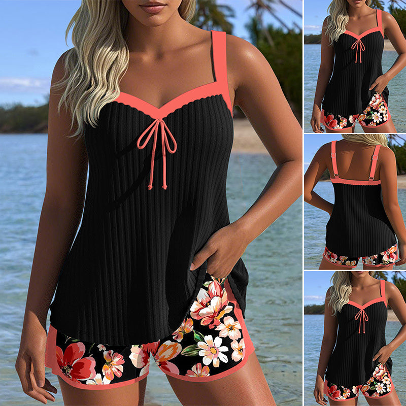【S-3XL】👙Σετ μαγιό με τυπωμένο τοπ και σορτς-GR