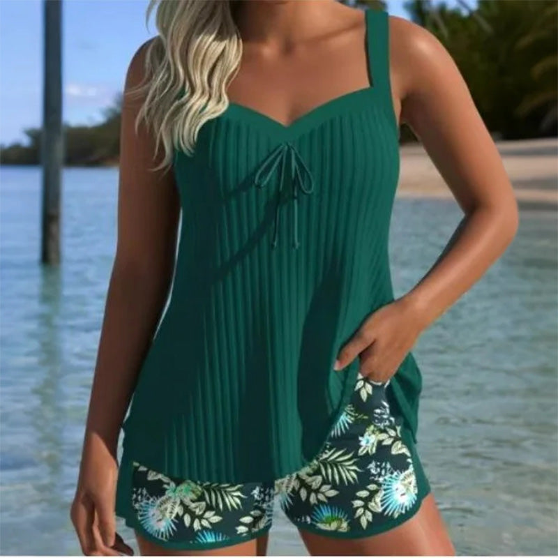 【S-3XL】👙Σετ μαγιό με τυπωμένο τοπ και σορτς-GR