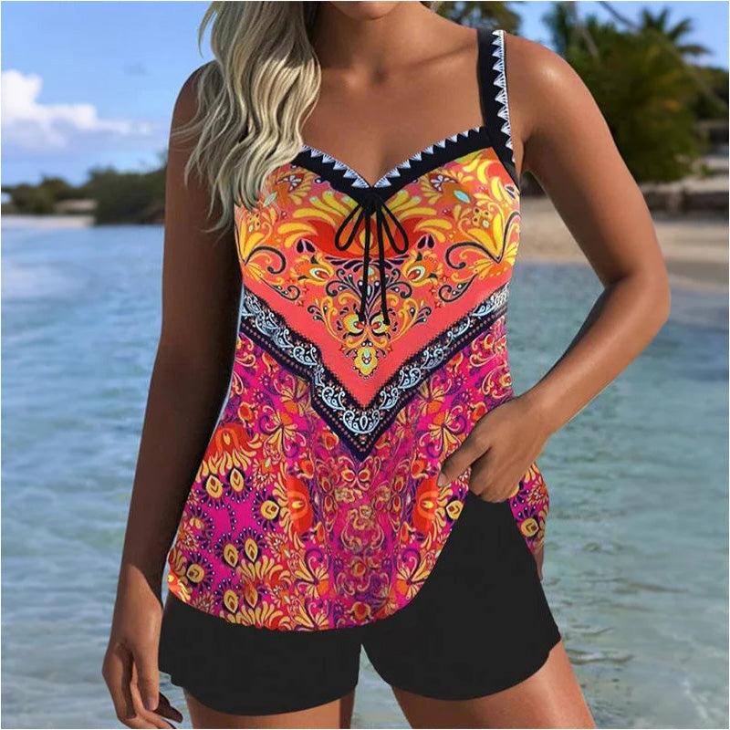 【S-3XL】👙Σετ μαγιό με τυπωμένο τοπ και σορτς-GR