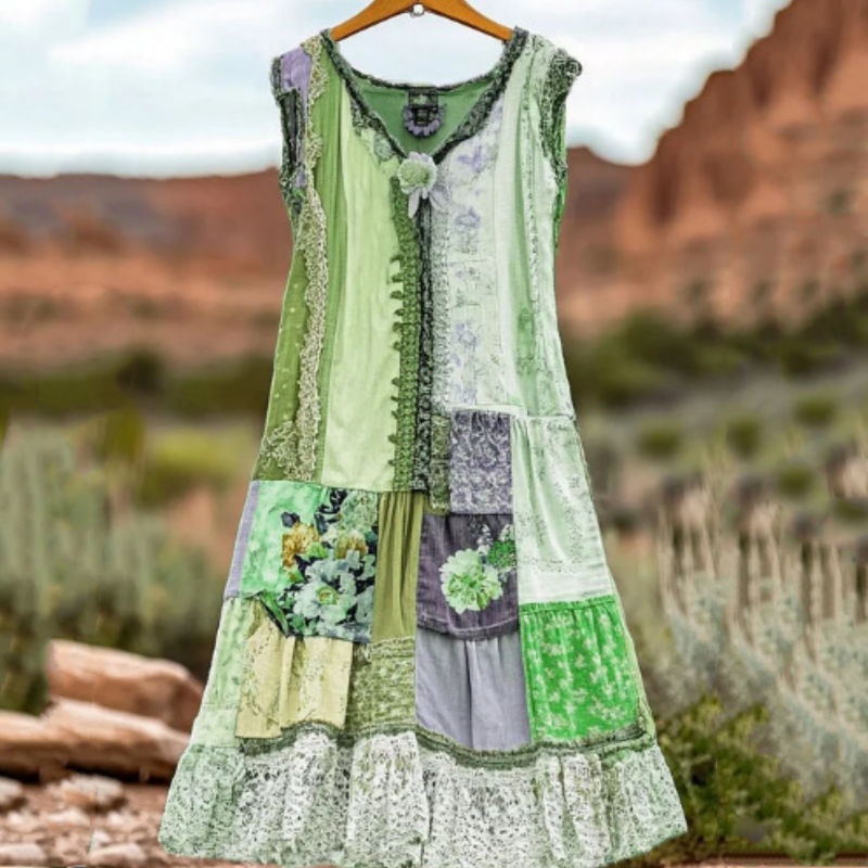 🔥 Ženska haljina bez rukava s vintage cvjetnim printom 🍃👗-HR