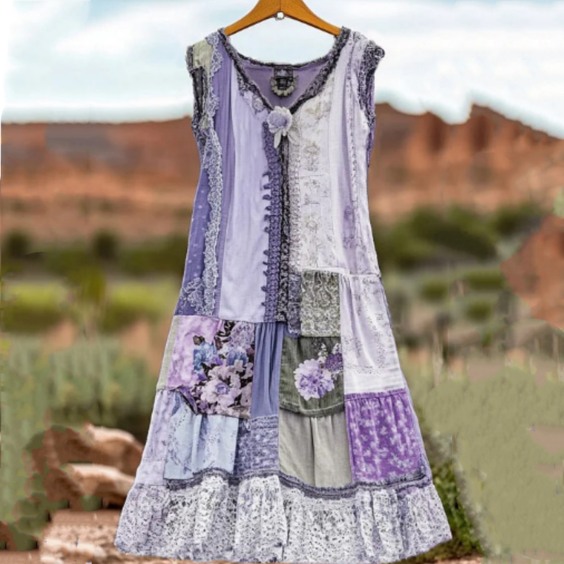 🔥 Ženska haljina bez rukava s vintage cvjetnim printom 🍃👗-HR