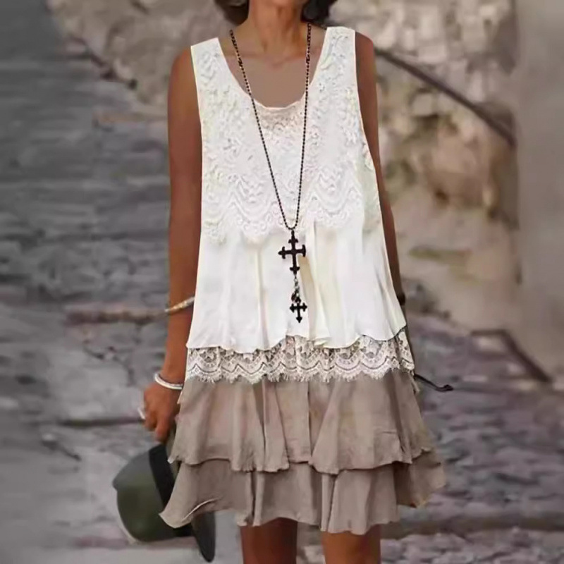 🔥Ženska modna obleka brez rokavov iz patchworka👗-SI