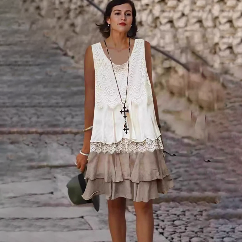 🔥Ženska modna obleka brez rokavov iz patchworka👗-SI