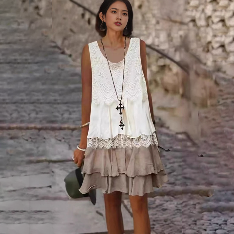 🔥Ženska modna obleka brez rokavov iz patchworka👗-SI