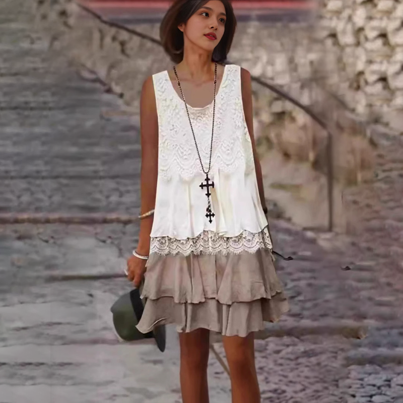 🔥Ženska modna obleka brez rokavov iz patchworka👗-SI