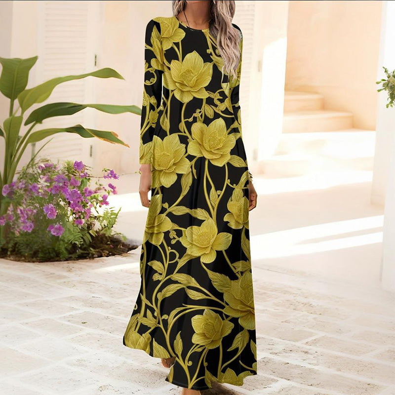 Vestido de mujer con mangas largas y estampado 3D-ES