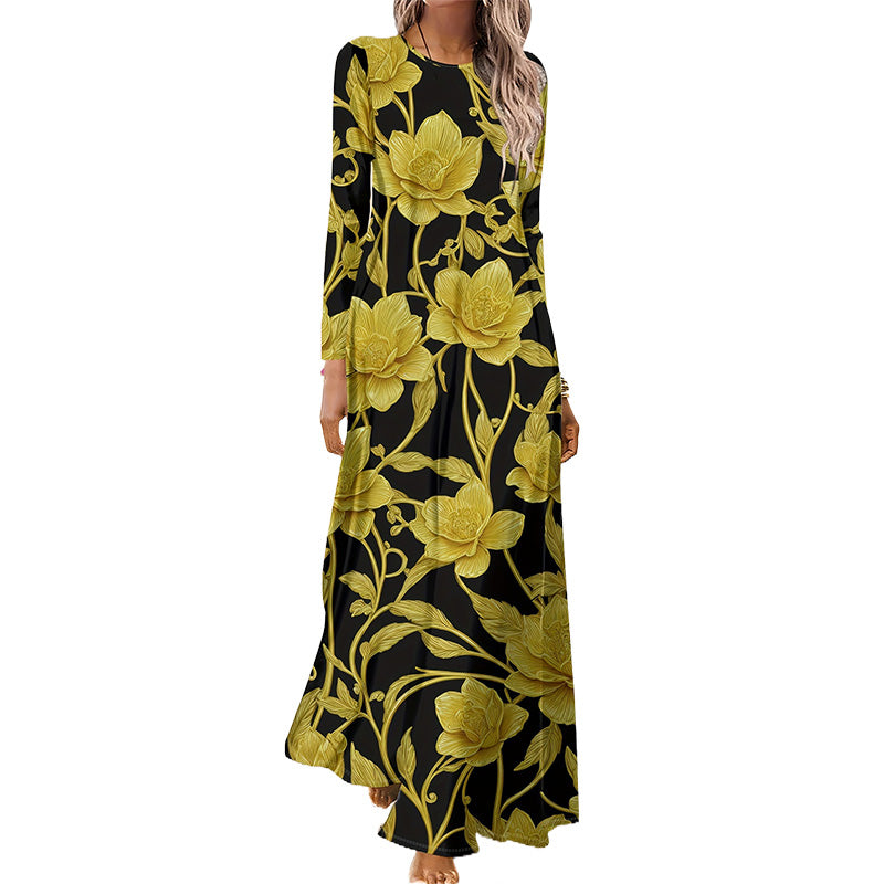 Vestido de mujer con mangas largas y estampado 3D-ES