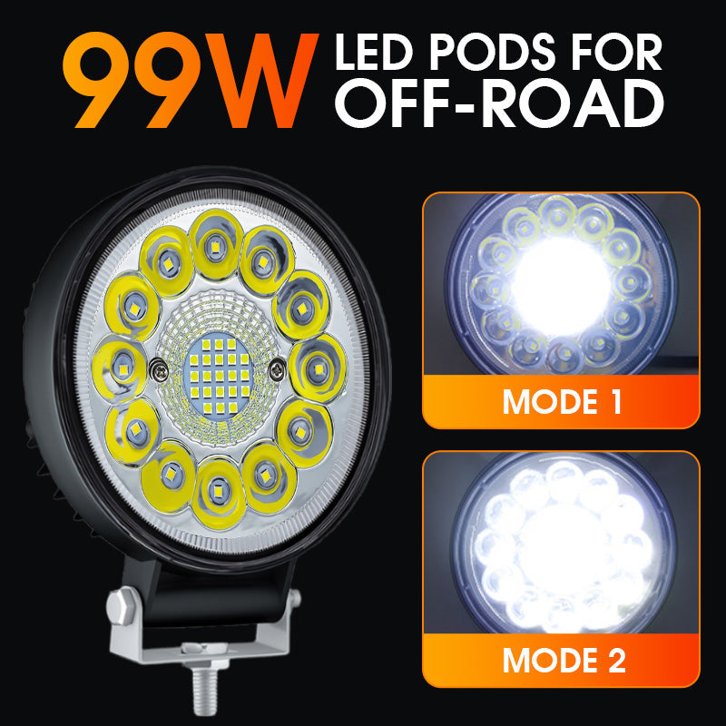 ⚡️4-calowa lampa LED o mocy 99 W do użytku w terenie🏍️