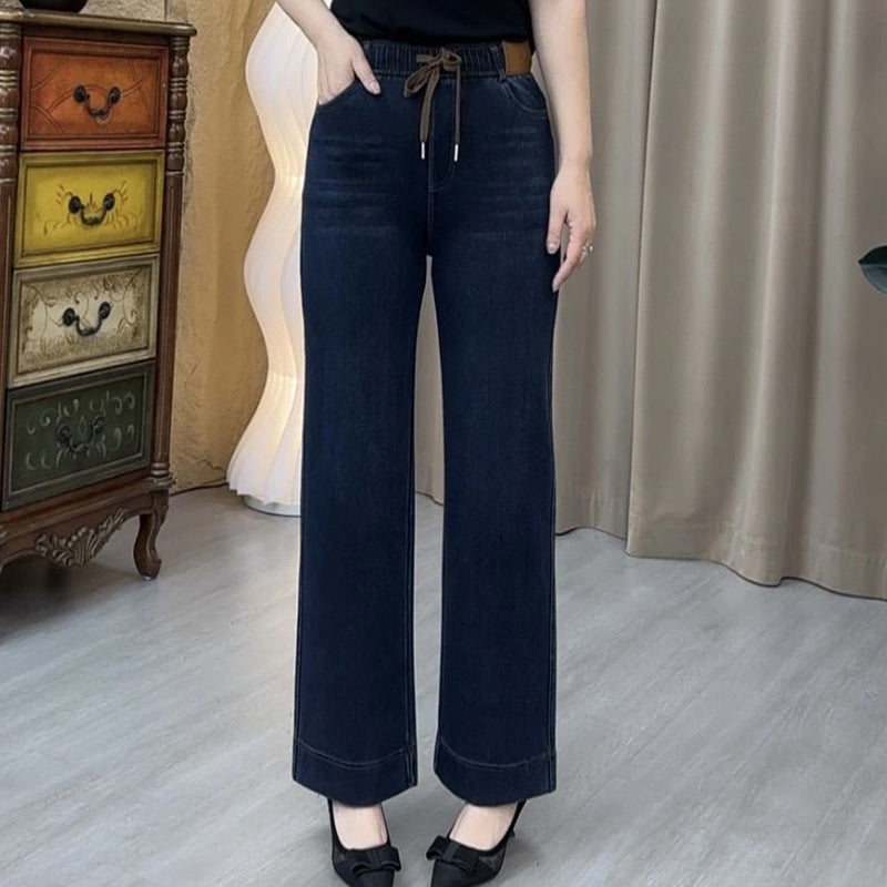 👖 Damska parka z pranego dżinsu z prostymi nogawkami