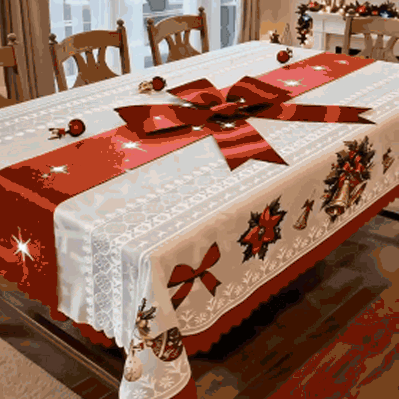 Elegante mantel con estampado navideño--ES