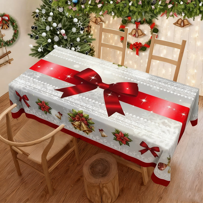 Elegante mantel con estampado navideño--ES