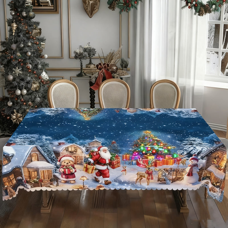Elegante mantel con estampado navideño--ES