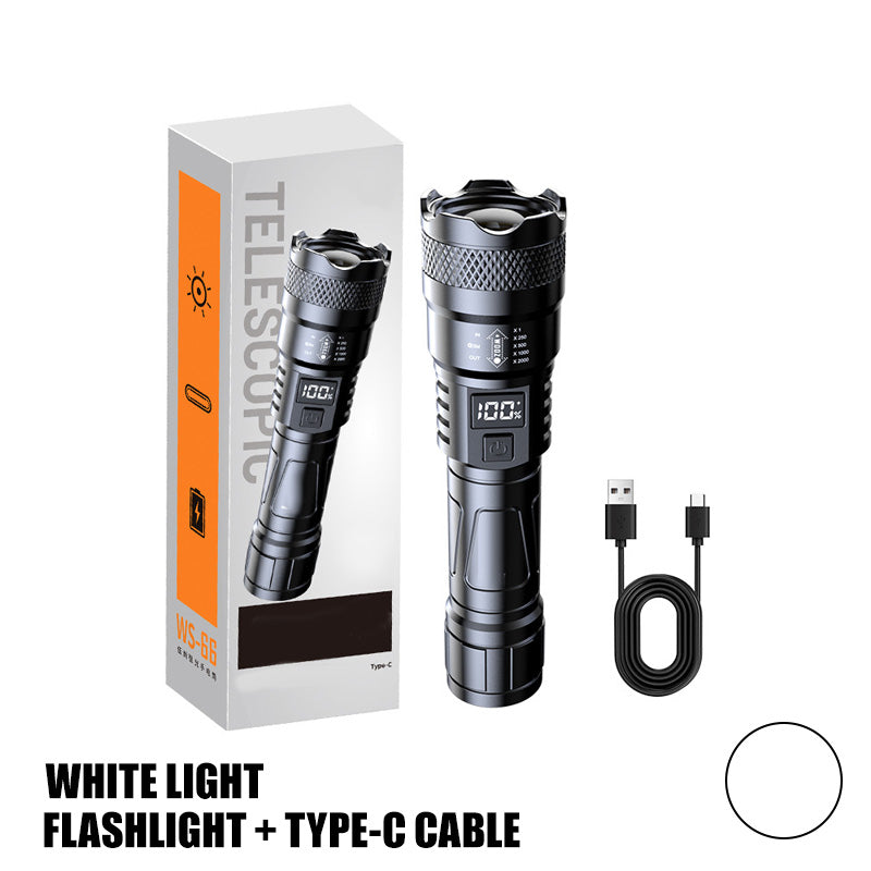 Linterna LED con luz potente y cuerpo retráctil-ES