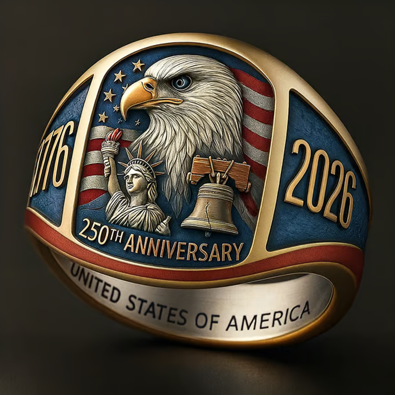 🎖️Spominski prstan z orlom za 250-letnico 1776–2026🦅