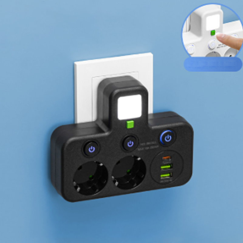 ⚡Интелигентен захранващ кабел с USB портове (EU щепсел)
