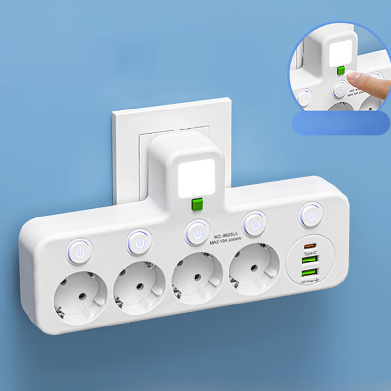 🔌⚡Интелигентен захранващ кабел с USB портове (EU щепсел)