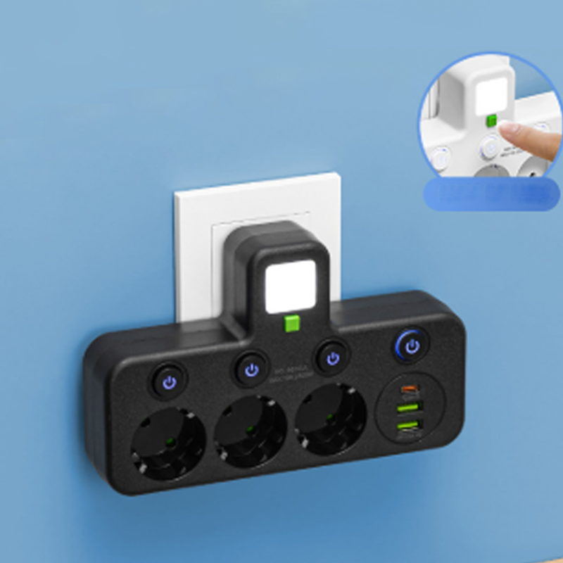 ⚡Интелигентен захранващ кабел с USB портове (EU щепсел)