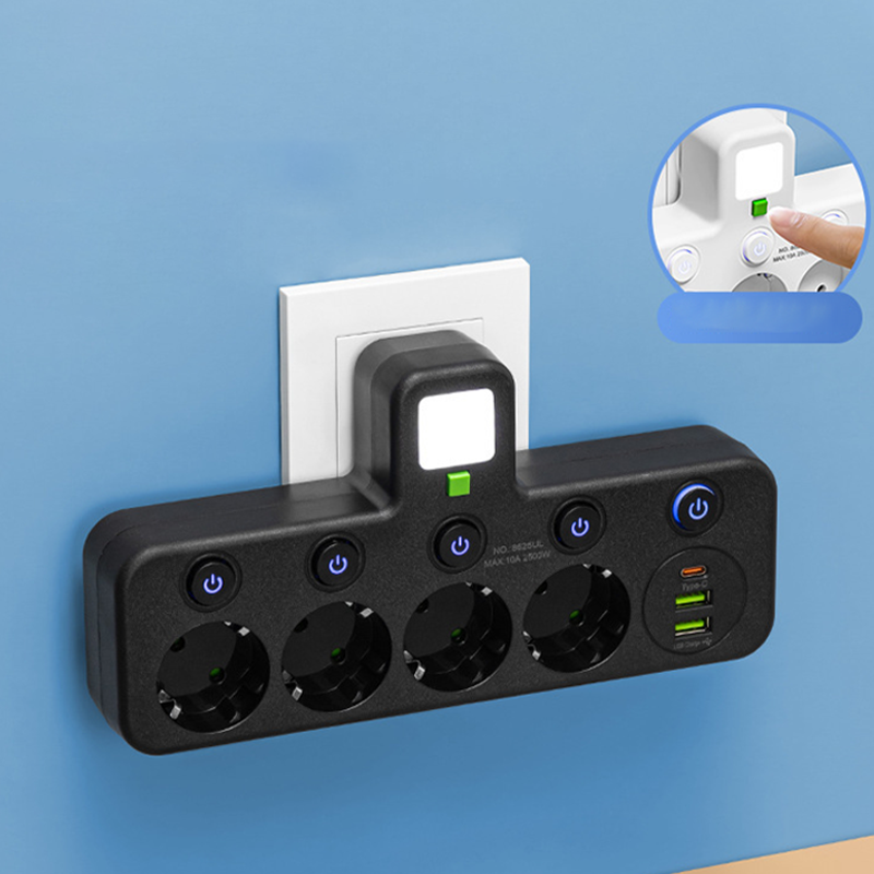 🔌⚡Интелигентен захранващ кабел с USB портове (EU щепсел)