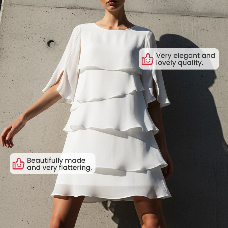 💥Elegante vestido de capas con mangas con volantes para mujer-ES