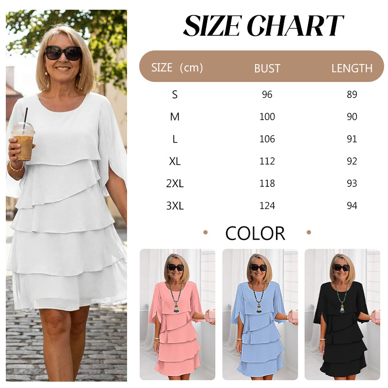 💥Elegante vestido de capas con mangas con volantes para mujer-ES