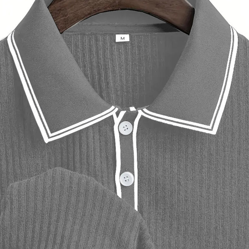 👕 Somrig laisvo kirpimo marškinėliai trumpomis rankovėmis ir dygsniuotu pamušalu – lengva medvilnė, modernios linijos, puikiai tinkantys ramioms dienoms 🏖️-LT