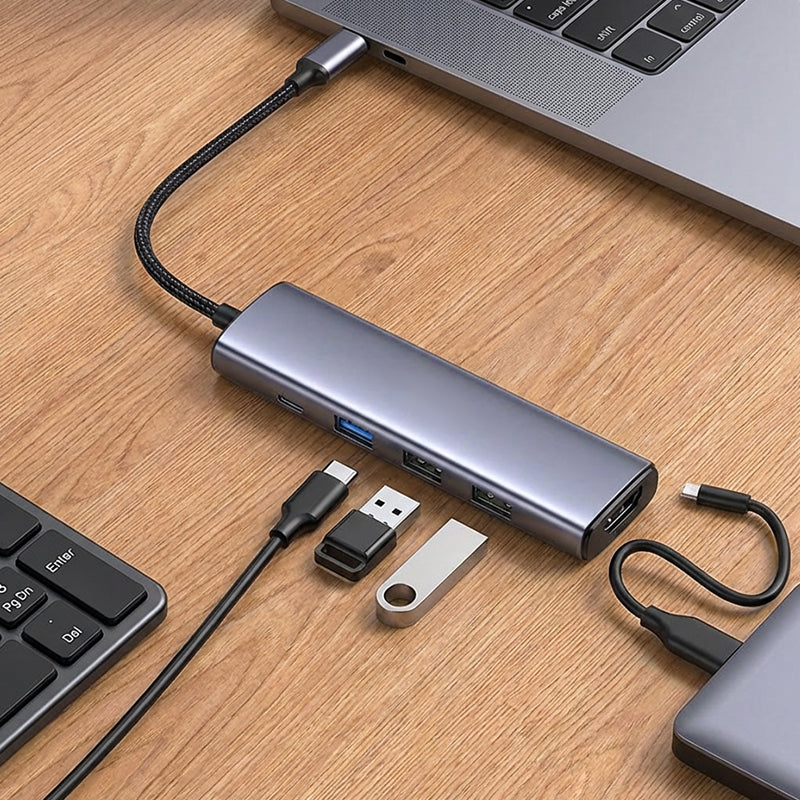 Преносим 5-в-1 USB-C хъб с 4K HDMI изход